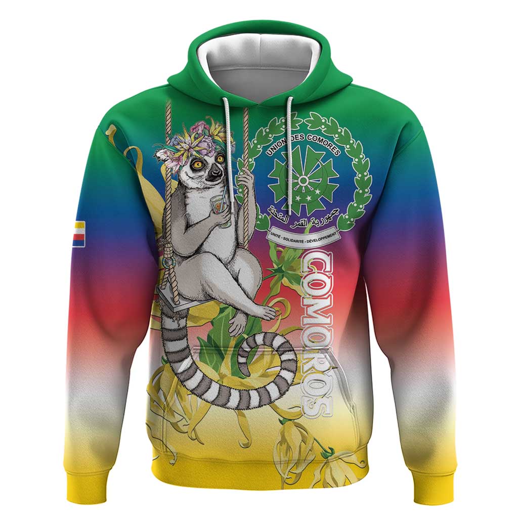 Comoros Mongoose Lemur Hoodie Coat Of Arms With Ylang Ylang LT15