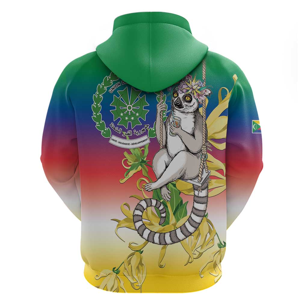 Comoros Mongoose Lemur Hoodie Coat Of Arms With Ylang Ylang LT15