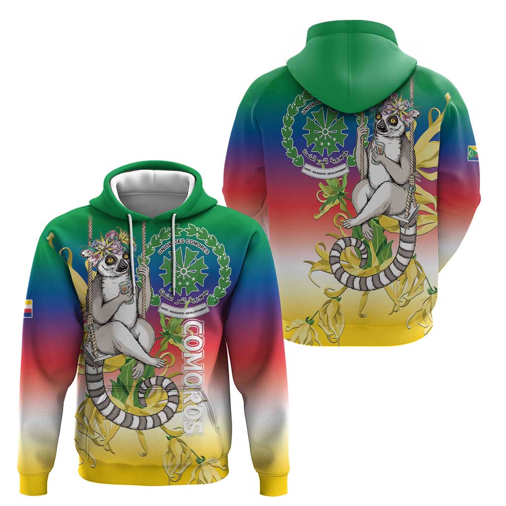 Comoros Mongoose Lemur Hoodie Coat Of Arms With Ylang Ylang LT15