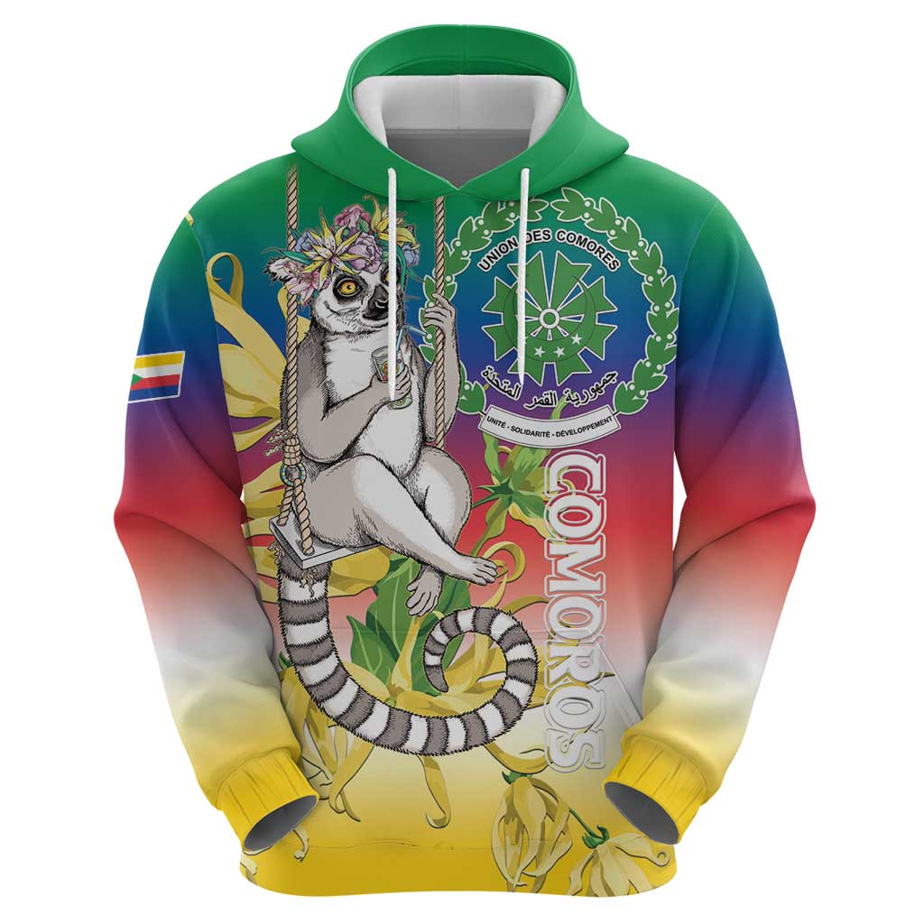 Comoros Mongoose Lemur Hoodie Coat Of Arms With Ylang Ylang LT15