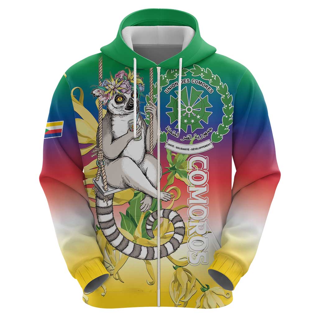 Comoros Mongoose Lemur Hoodie Coat Of Arms With Ylang Ylang LT15