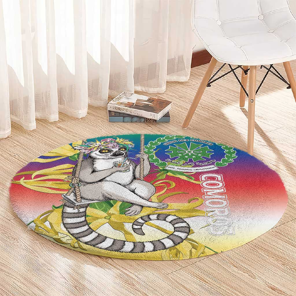 Comoros Round Carpet Mongoose Lemur With Ylang Ylang LT15