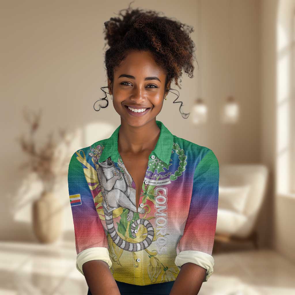 Comoros Women Casual Shirt Mongoose Lemur With Ylang Ylang LT15