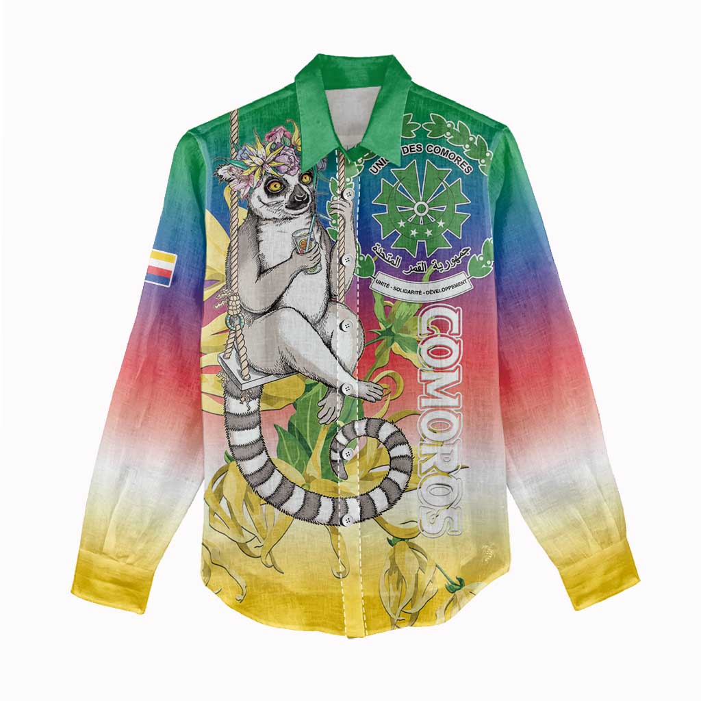 Comoros Women Casual Shirt Mongoose Lemur With Ylang Ylang LT15