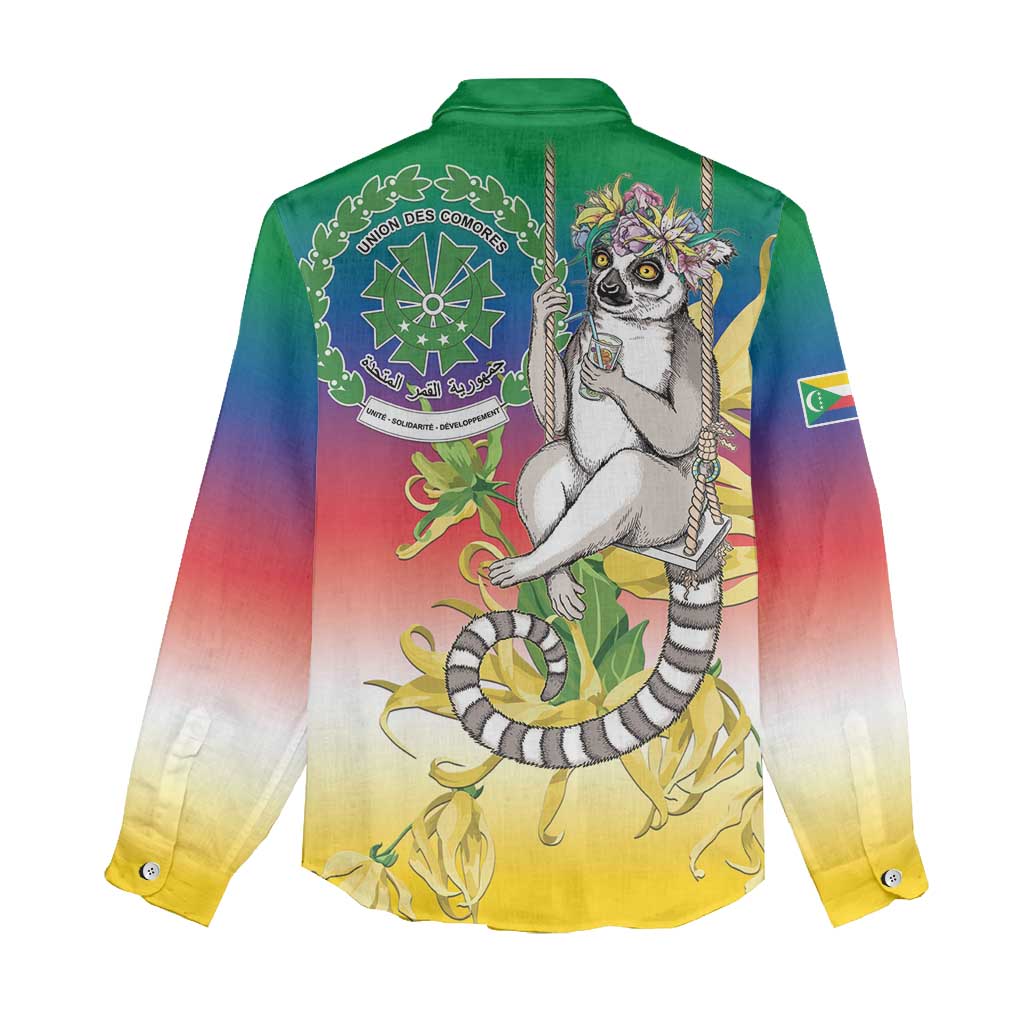 Comoros Women Casual Shirt Mongoose Lemur With Ylang Ylang LT15