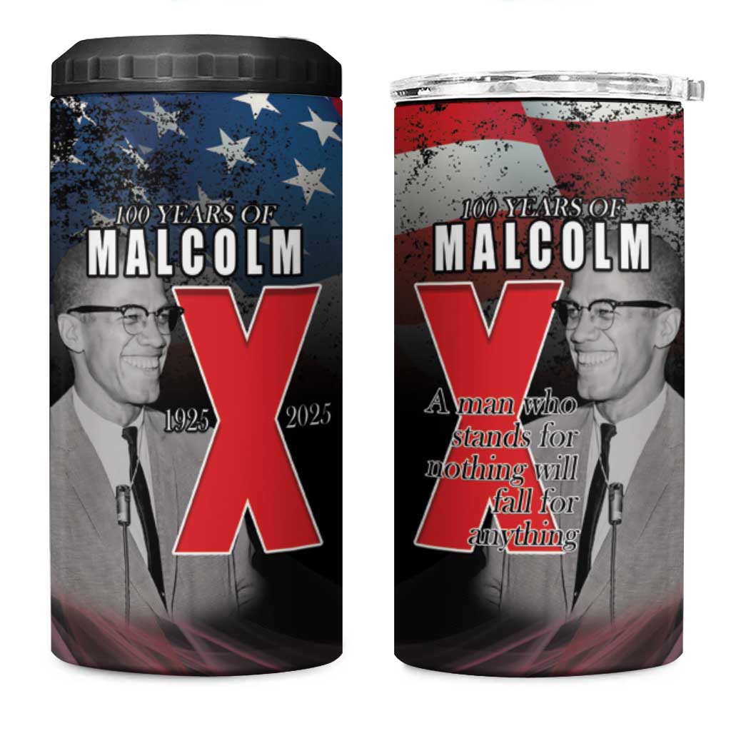 100 Years of Malcolm X 4 in 1 Can Cooler Tumbler His Legacy for Black LT15