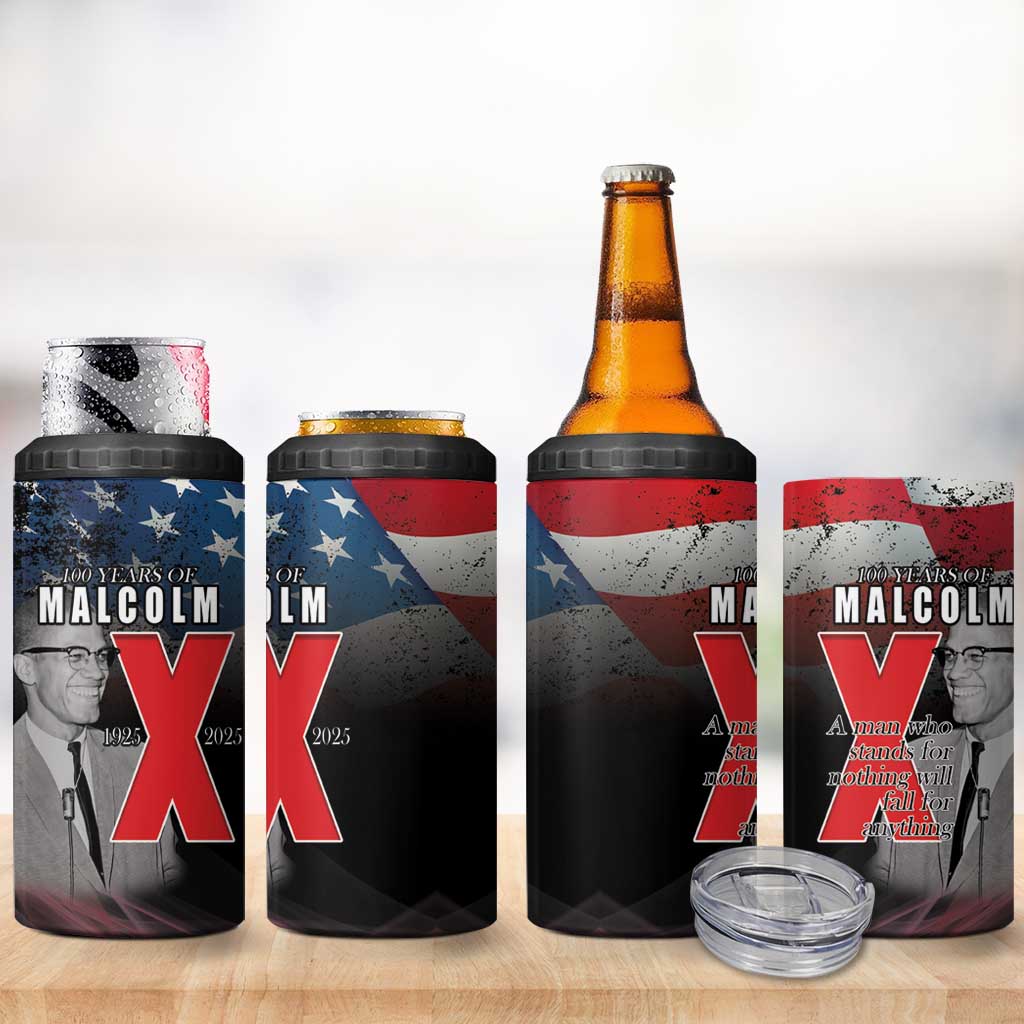 100 Years of Malcolm X 4 in 1 Can Cooler Tumbler His Legacy for Black LT15