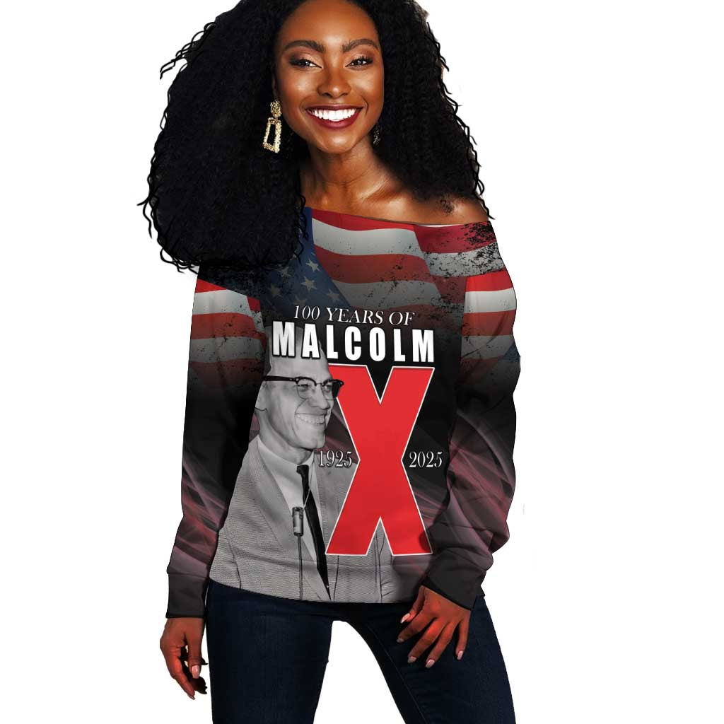 100 Years of Malcolm X Off Shoulder Sweater His Legacy for Black LT15