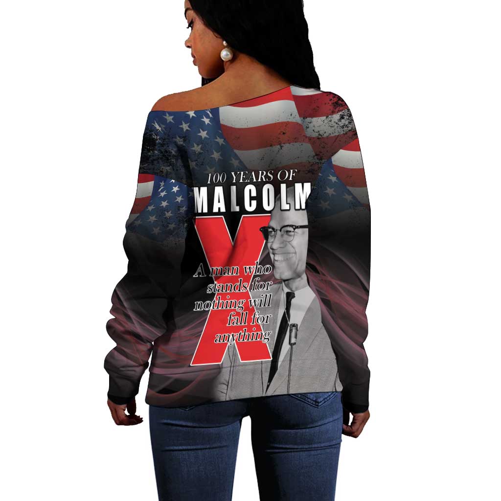 100 Years of Malcolm X Off Shoulder Sweater His Legacy for Black LT15