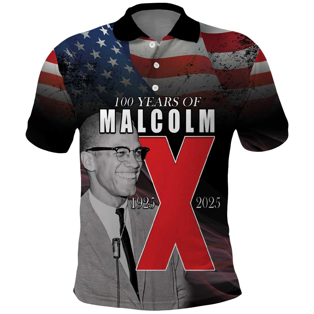 African American El Hajj Malik El Shabazz Polo Shirt 100 Years of Malcolm X LT15