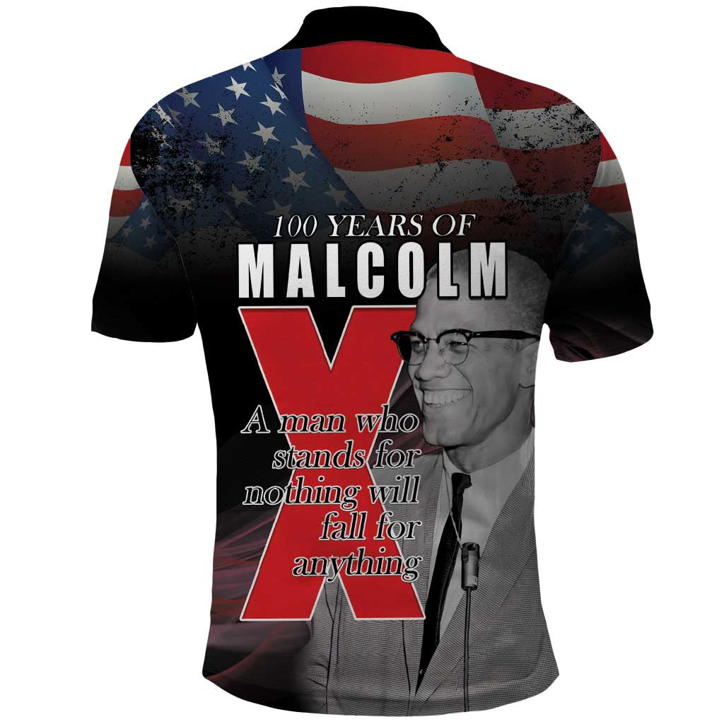 African American El Hajj Malik El Shabazz Polo Shirt 100 Years of Malcolm X LT15