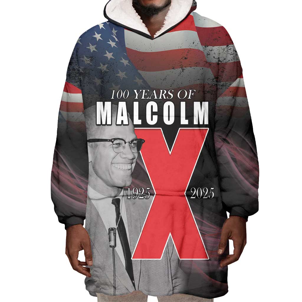 100 Years of Malcolm X Wearable Blanket Hoodie His Legacy for Black LT15
