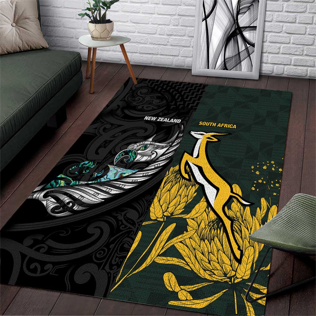 New Zealand vs South Africa Rugby Area Rug Maori - African Pattern LT15