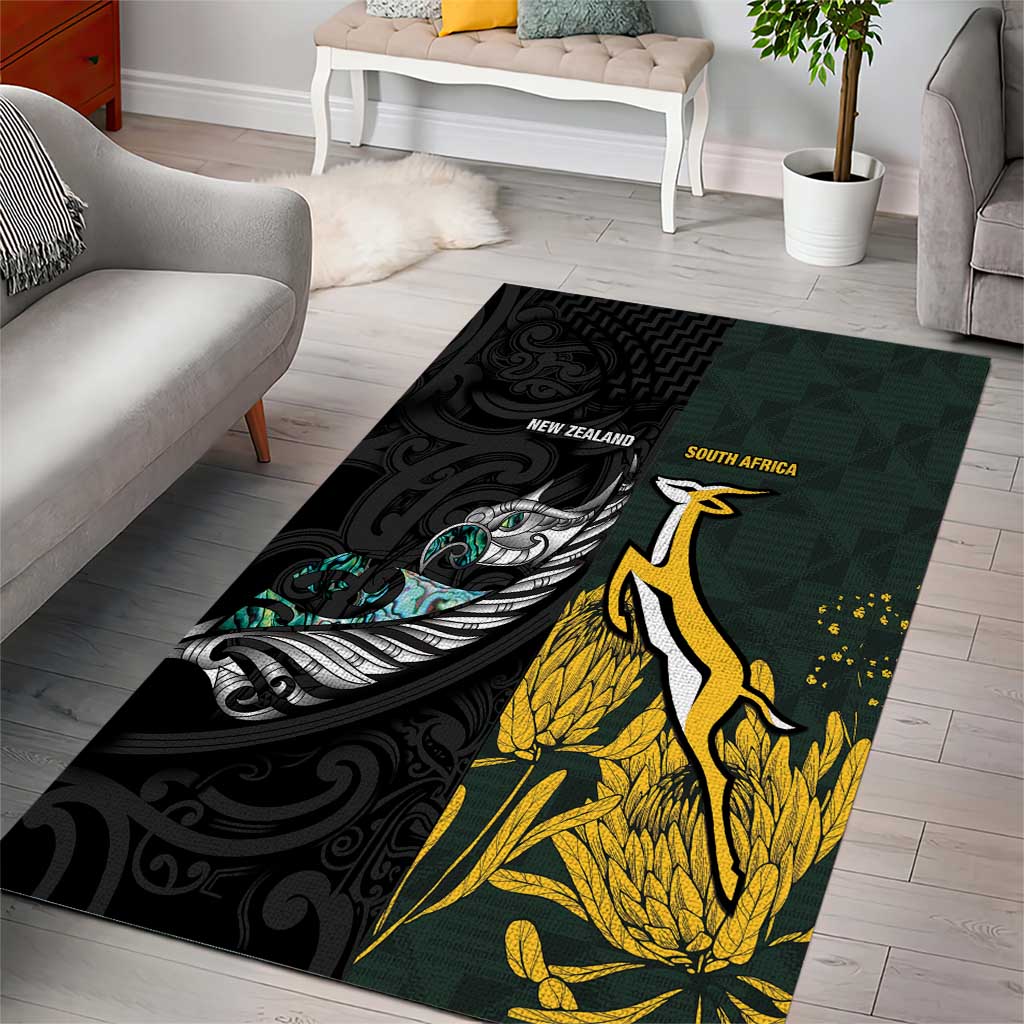 New Zealand vs South Africa Rugby Area Rug Maori - African Pattern LT15