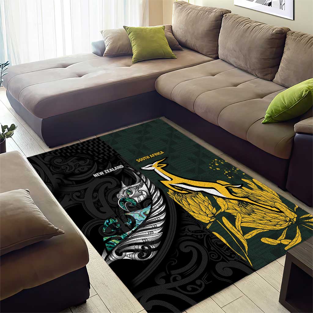 New Zealand vs South Africa Rugby Area Rug Maori - African Pattern LT15