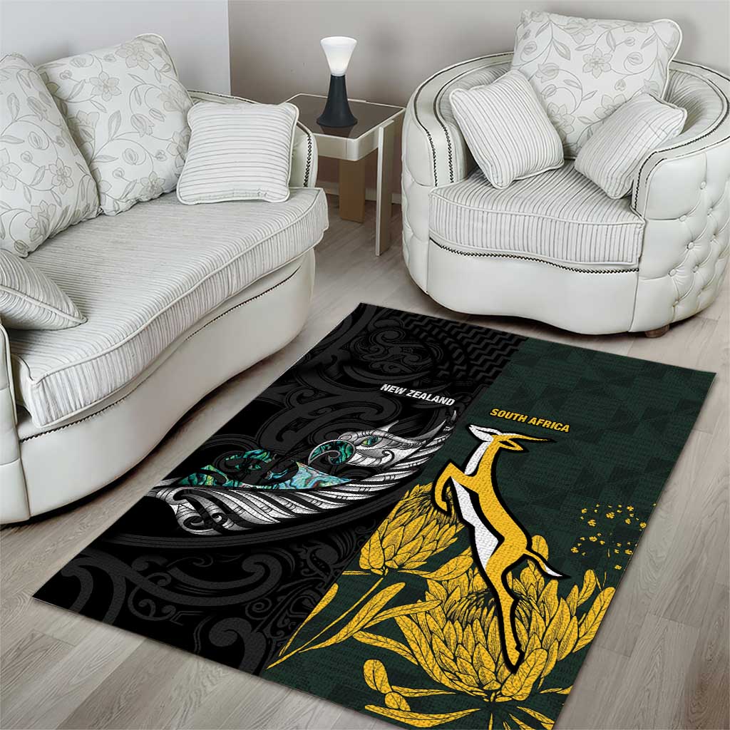New Zealand vs South Africa Rugby Area Rug Maori - African Pattern LT15