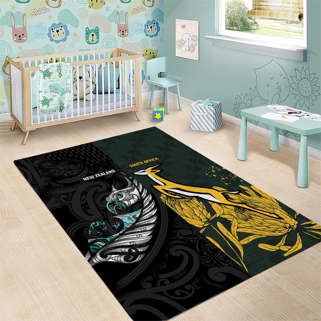 New Zealand vs South Africa Rugby Area Rug Maori - African Pattern LT15