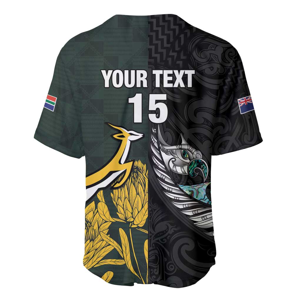 New Zealand vs South Africa Rugby Custom Baseball Jersey Maori - African Pattern LT15
