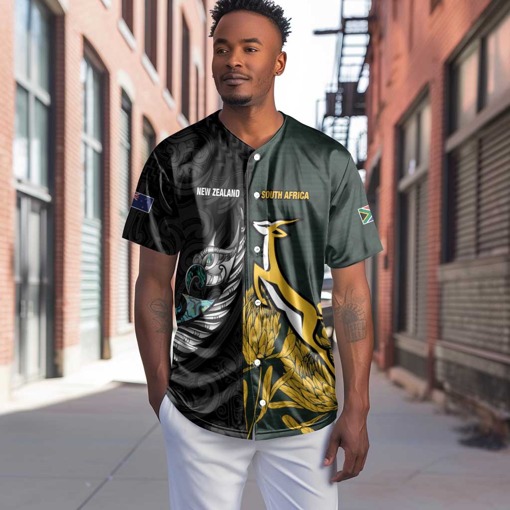 New Zealand vs South Africa Rugby Custom Baseball Jersey Maori - African Pattern LT15