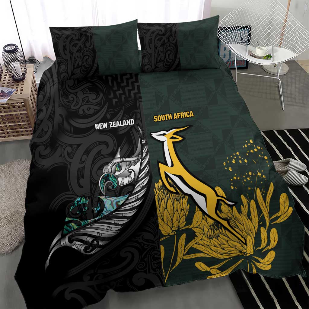 New Zealand vs South Africa Rugby Bedding Set Maori - African Pattern LT15
