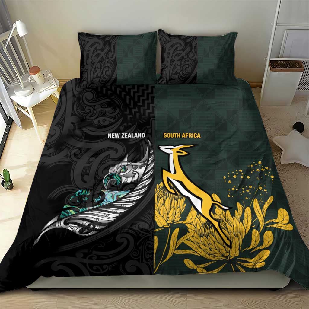 New Zealand vs South Africa Rugby Bedding Set Maori - African Pattern LT15