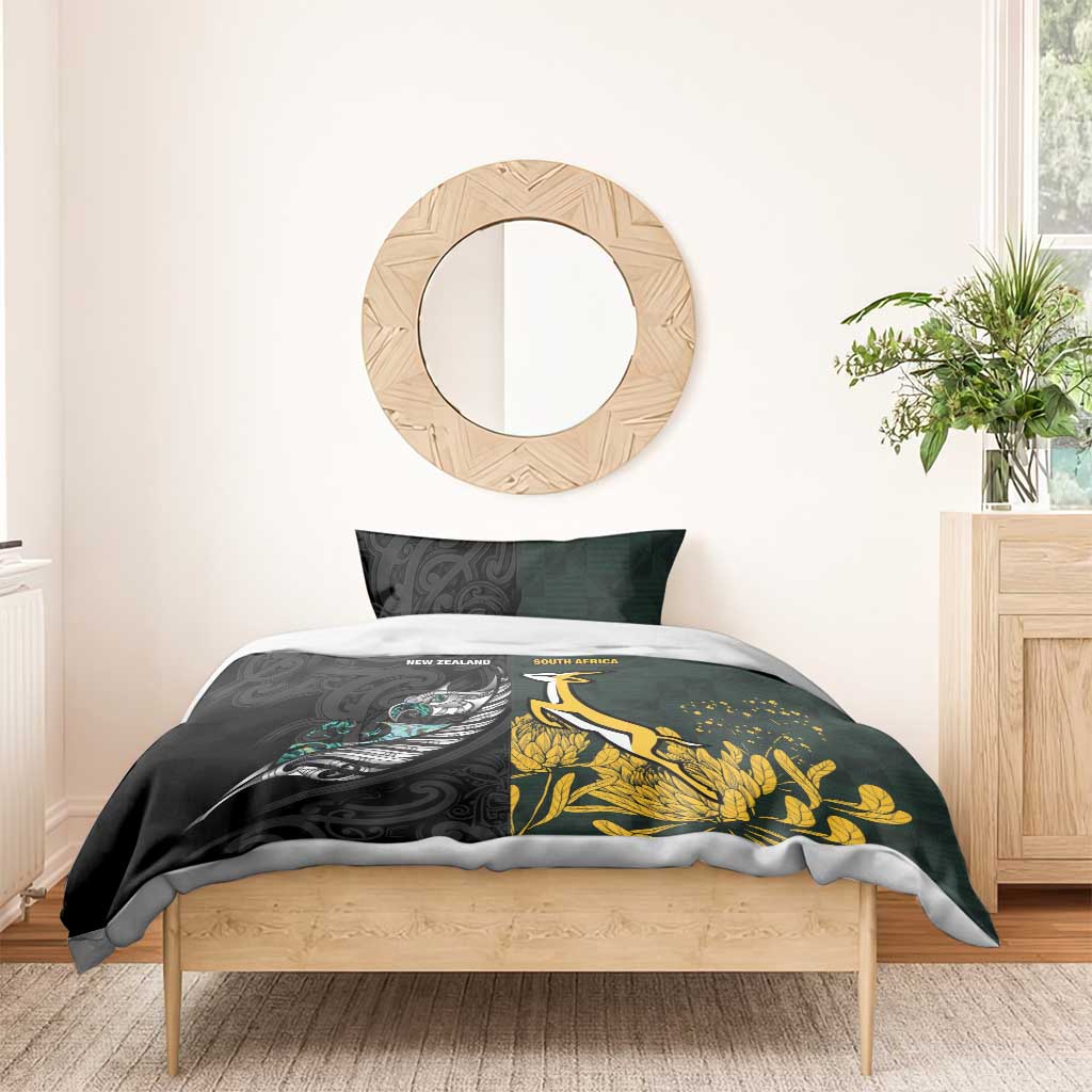 New Zealand vs South Africa Rugby Bedding Set Maori - African Pattern LT15