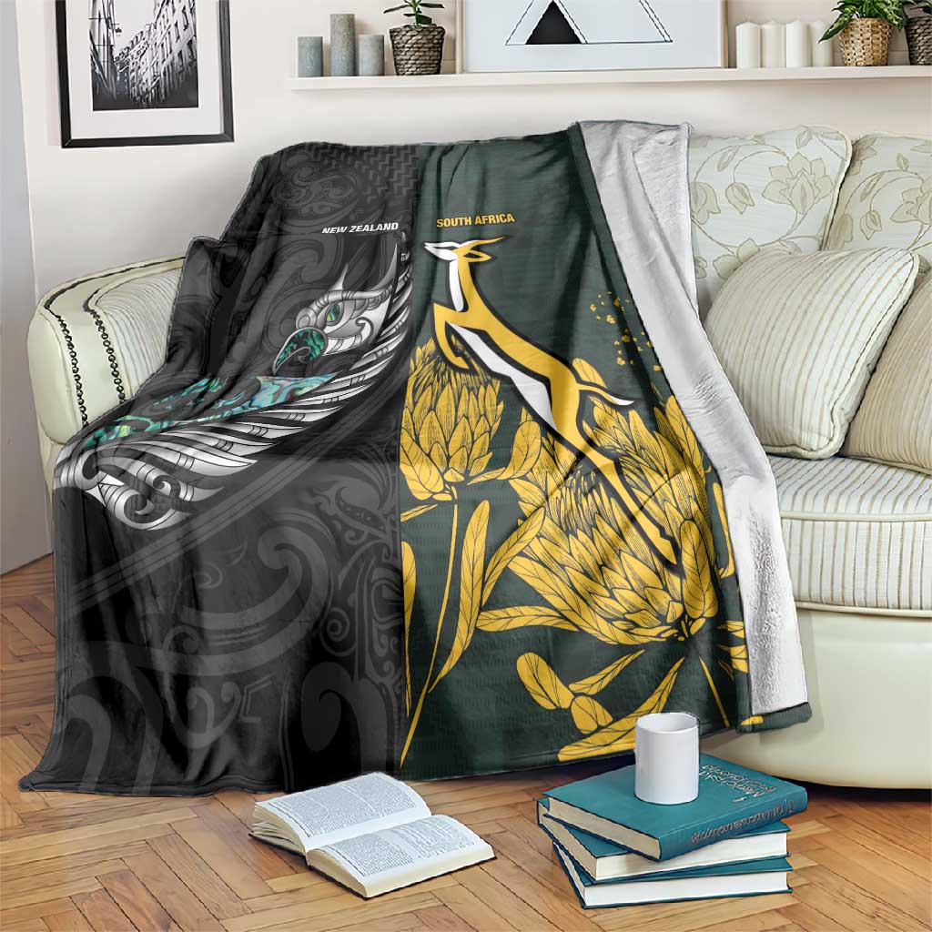 New Zealand vs South Africa Rugby Blanket Maori - African Pattern LT15