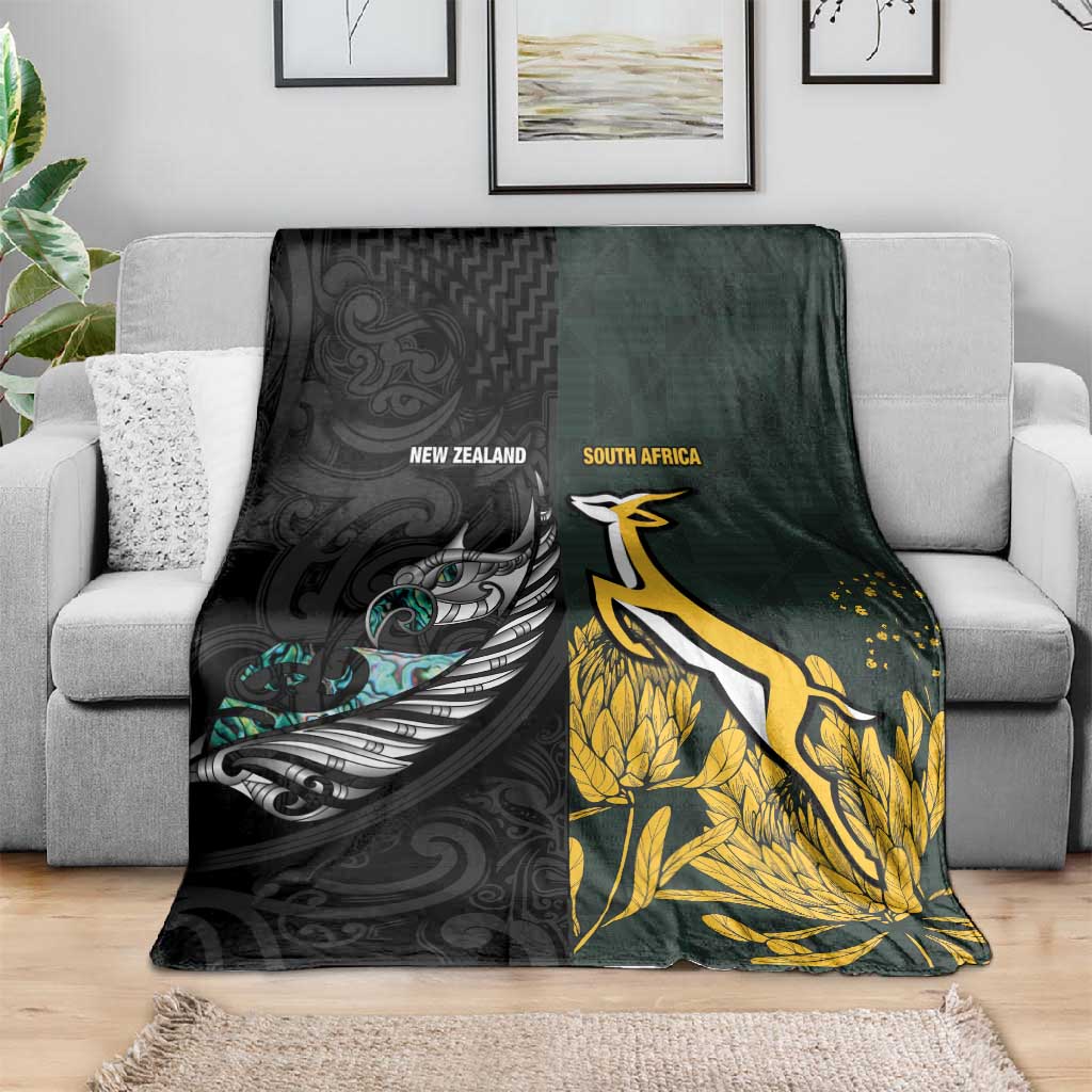 New Zealand vs South Africa Rugby Blanket Maori - African Pattern LT15