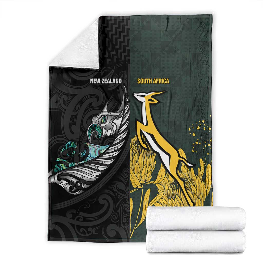 New Zealand vs South Africa Rugby Blanket Maori - African Pattern LT15