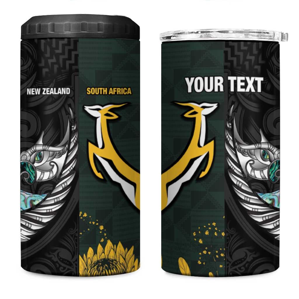 New Zealand vs South Africa Rugby Custom 4 in 1 Can Cooler Tumbler Maori - African Pattern LT15