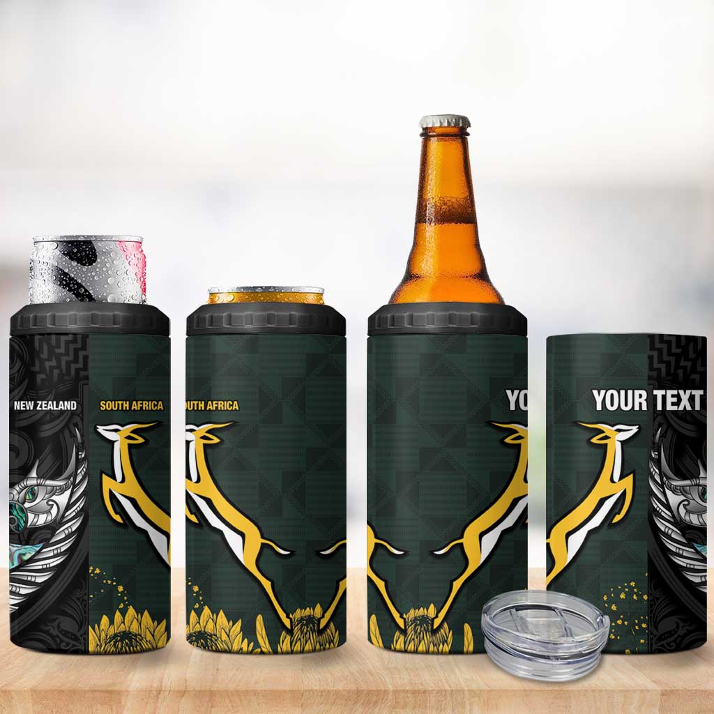 New Zealand vs South Africa Rugby Custom 4 in 1 Can Cooler Tumbler Maori - African Pattern LT15