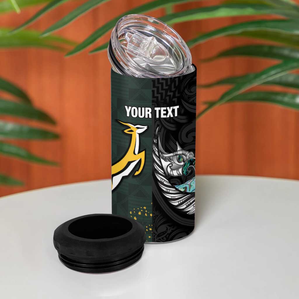 New Zealand vs South Africa Rugby Custom 4 in 1 Can Cooler Tumbler Maori - African Pattern LT15
