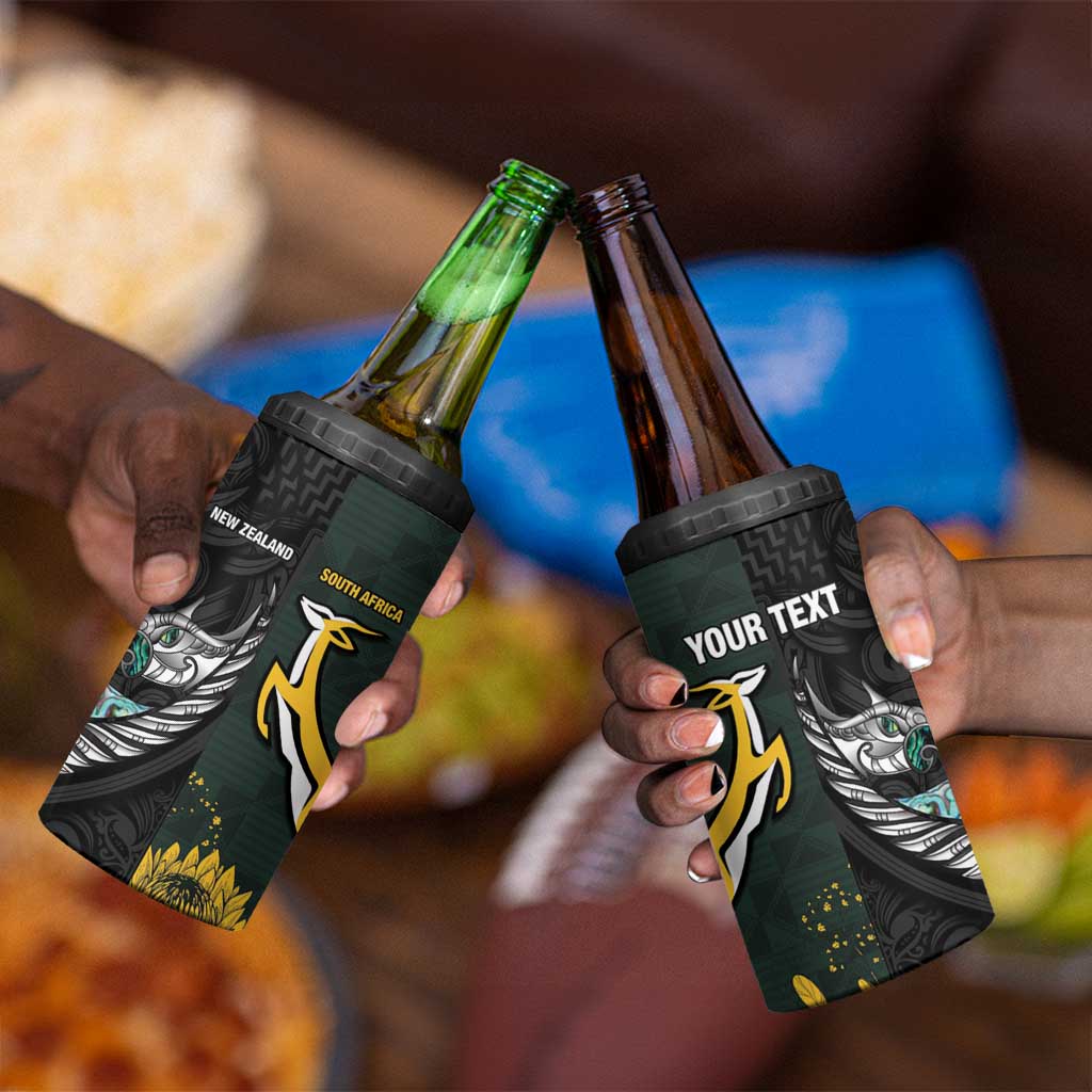 New Zealand vs South Africa Rugby Custom 4 in 1 Can Cooler Tumbler Maori - African Pattern LT15
