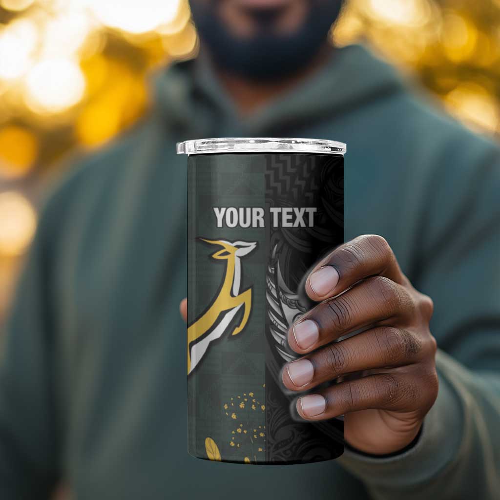 New Zealand vs South Africa Rugby Custom 4 in 1 Can Cooler Tumbler Maori - African Pattern LT15