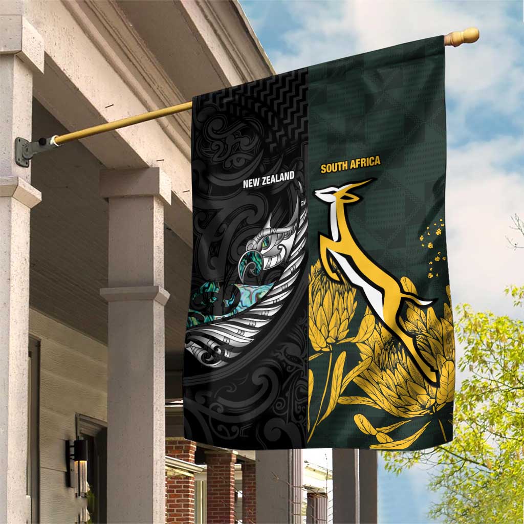 New Zealand vs South Africa Rugby Garden Flag Maori - African Pattern LT15
