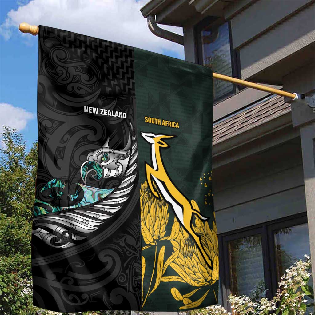 New Zealand vs South Africa Rugby Garden Flag Maori - African Pattern LT15