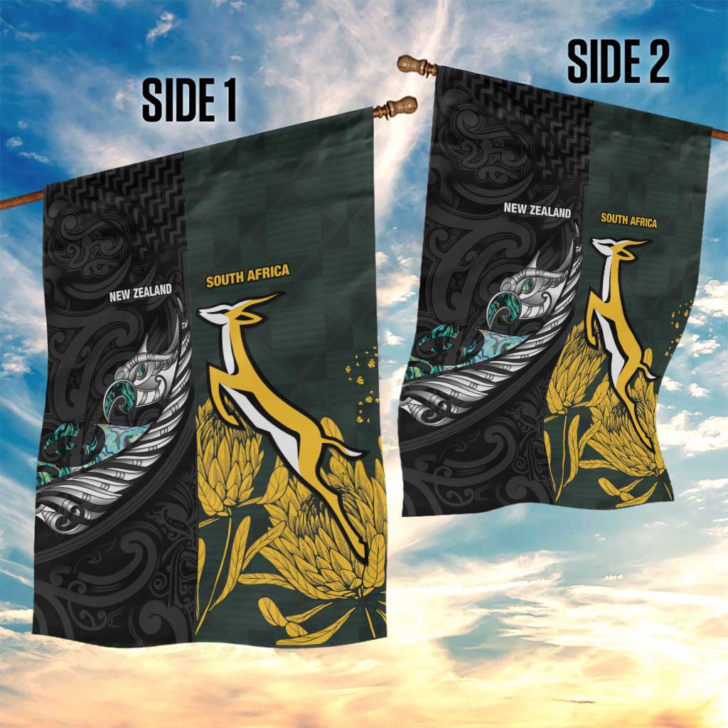 New Zealand vs South Africa Rugby Garden Flag Maori - African Pattern LT15