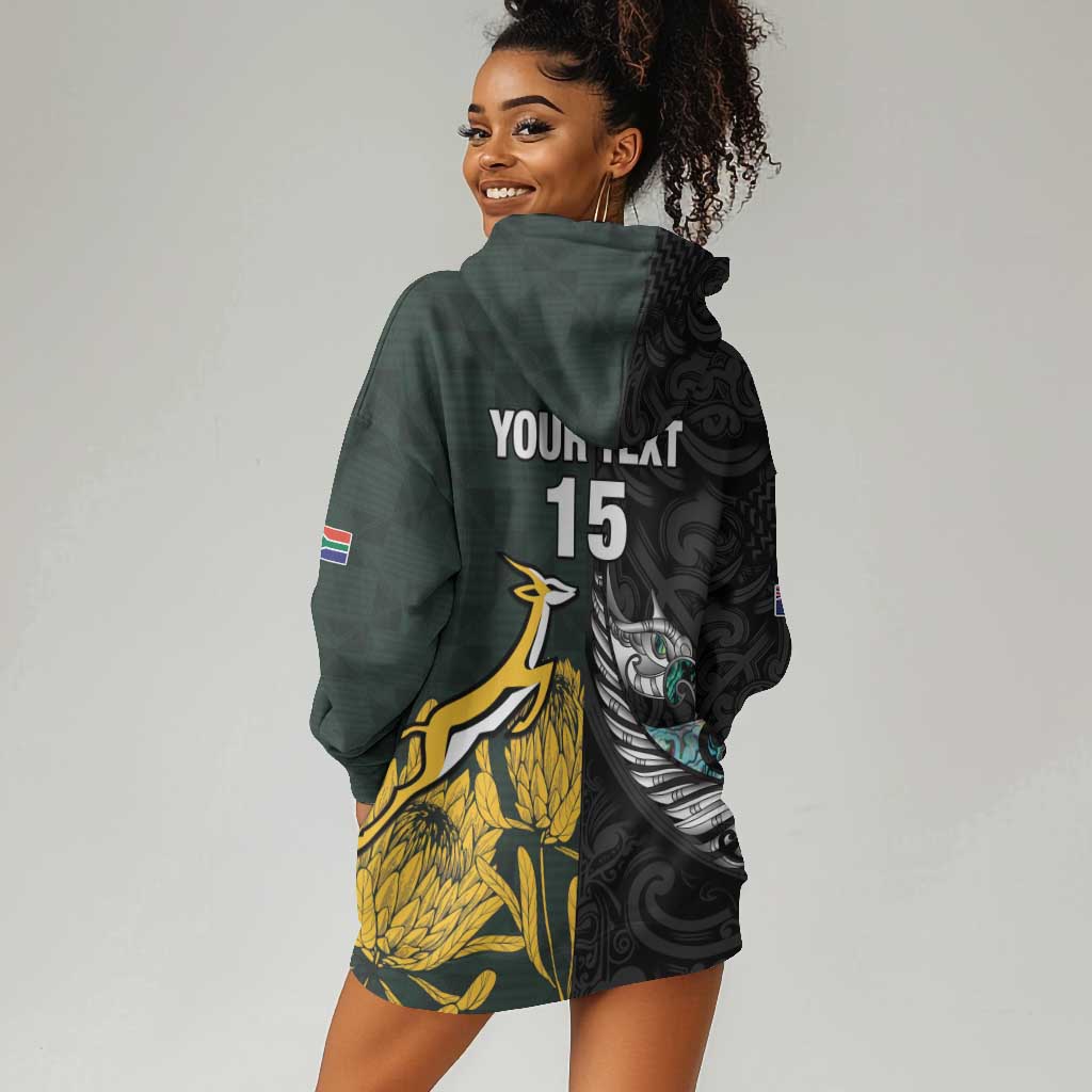 New Zealand vs South Africa Rugby Custom Hoodie Dress Maori - African Pattern LT15
