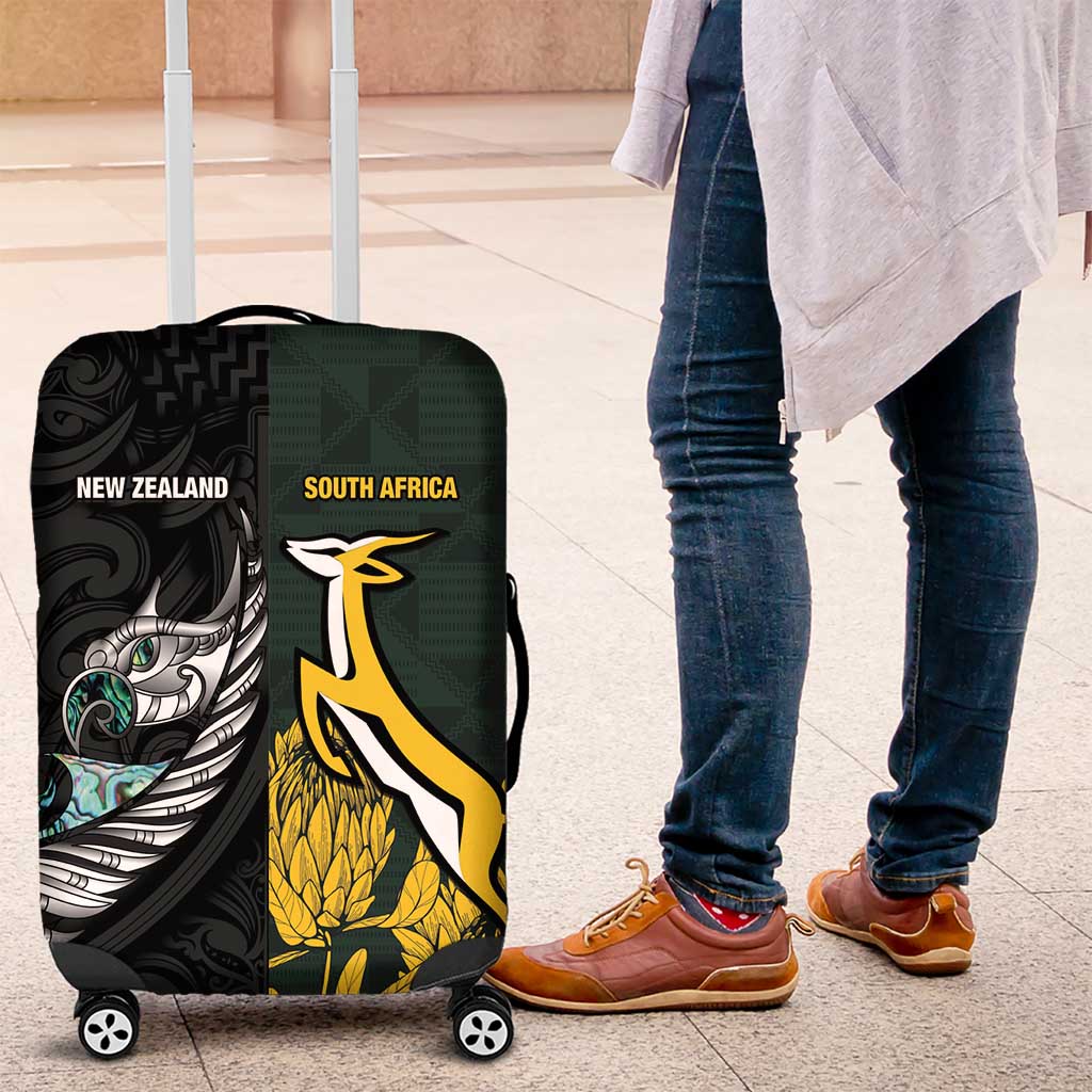 New Zealand and South Africa Rugby Luggage Cover Silver Fern With Springboks LT15