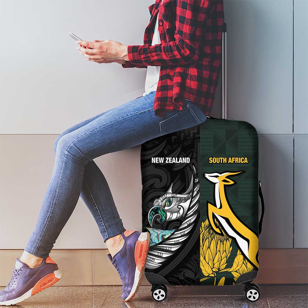 New Zealand and South Africa Rugby Luggage Cover Silver Fern With Springboks LT15