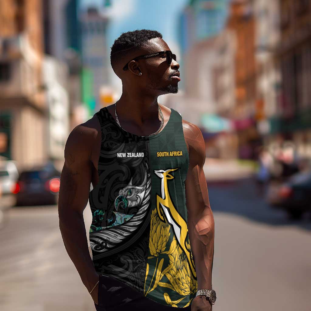 New Zealand vs South Africa Rugby Custom Men Tank Top Maori - African Pattern LT15