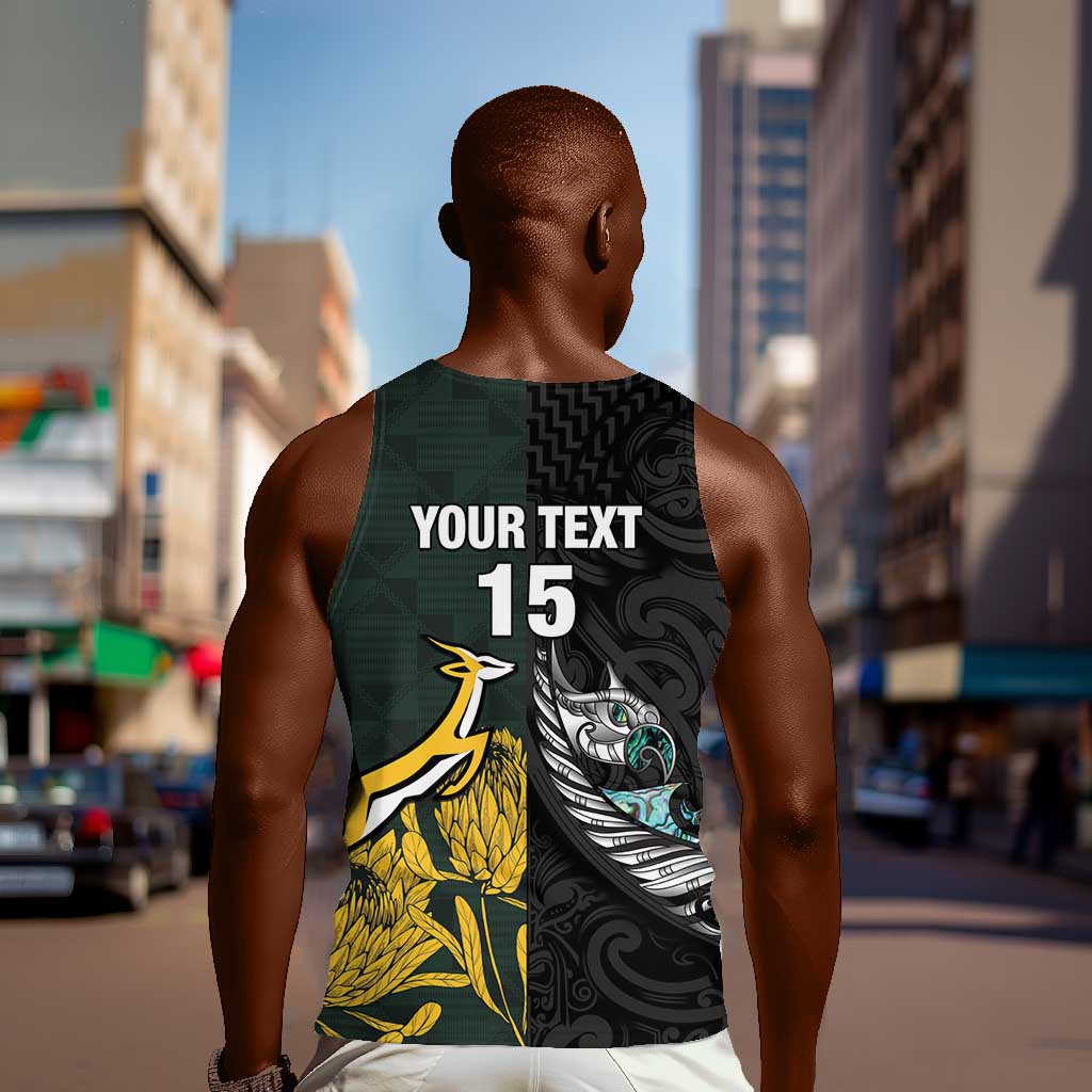 New Zealand vs South Africa Rugby Custom Men Tank Top Maori - African Pattern LT15
