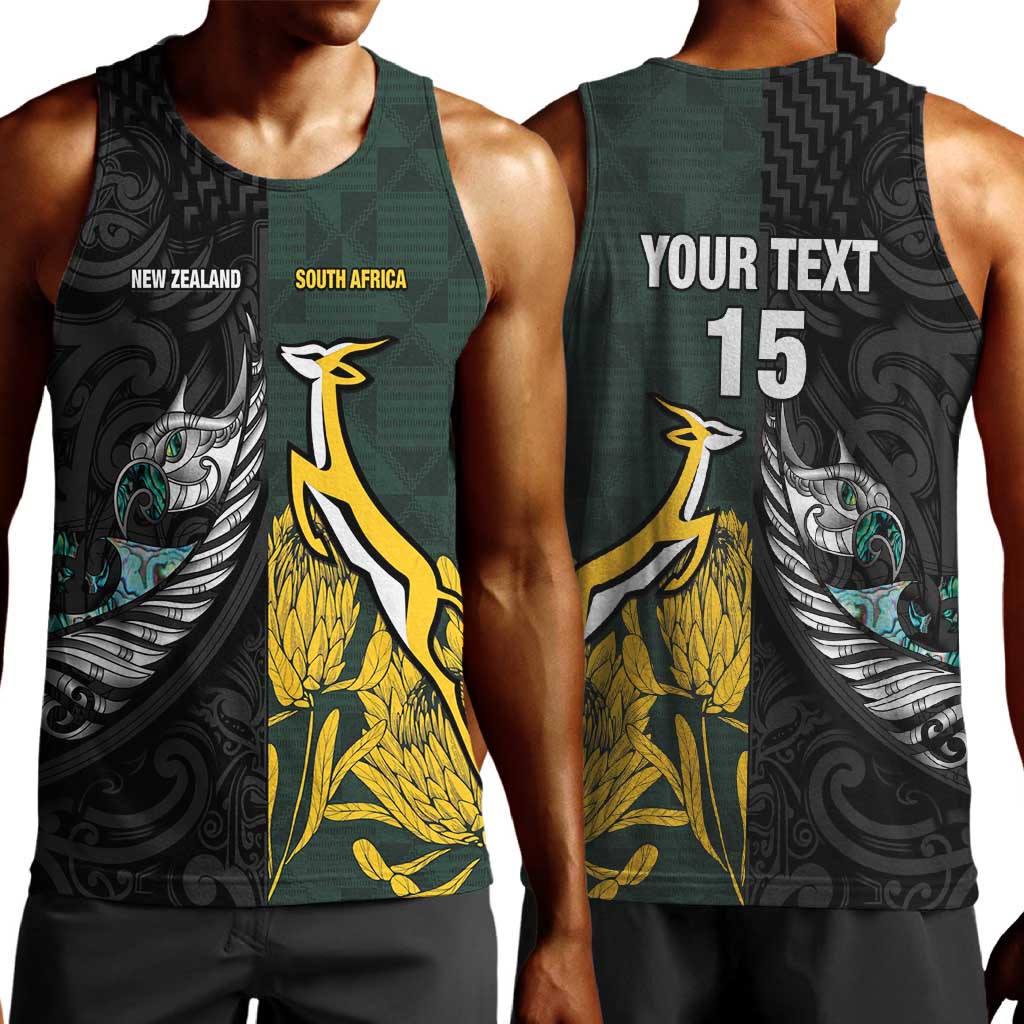 New Zealand vs South Africa Rugby Custom Men Tank Top Maori - African Pattern LT15