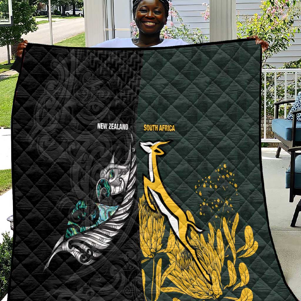 New Zealand vs South Africa Rugby Quilt Maori - African Pattern LT15