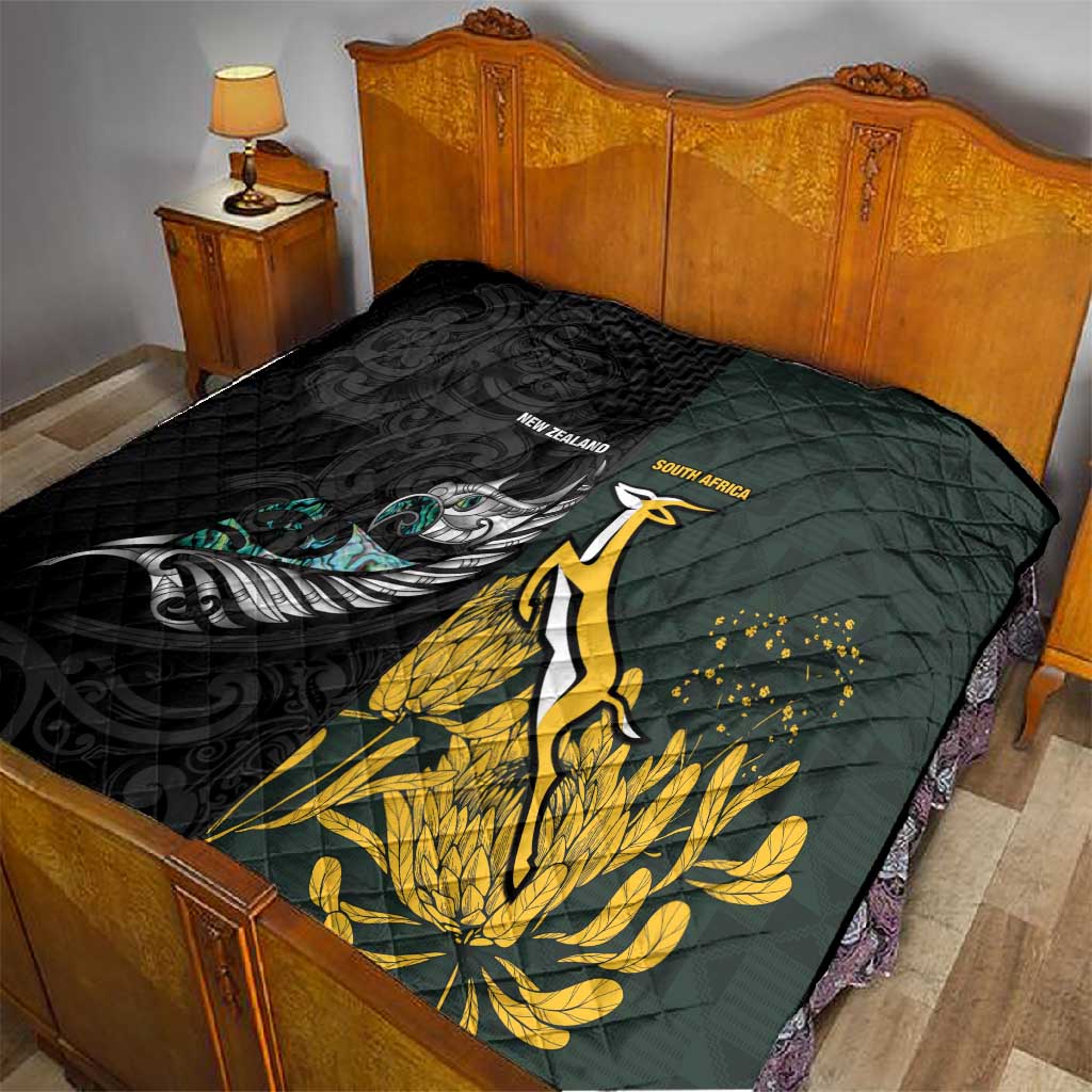 New Zealand vs South Africa Rugby Quilt Maori - African Pattern LT15