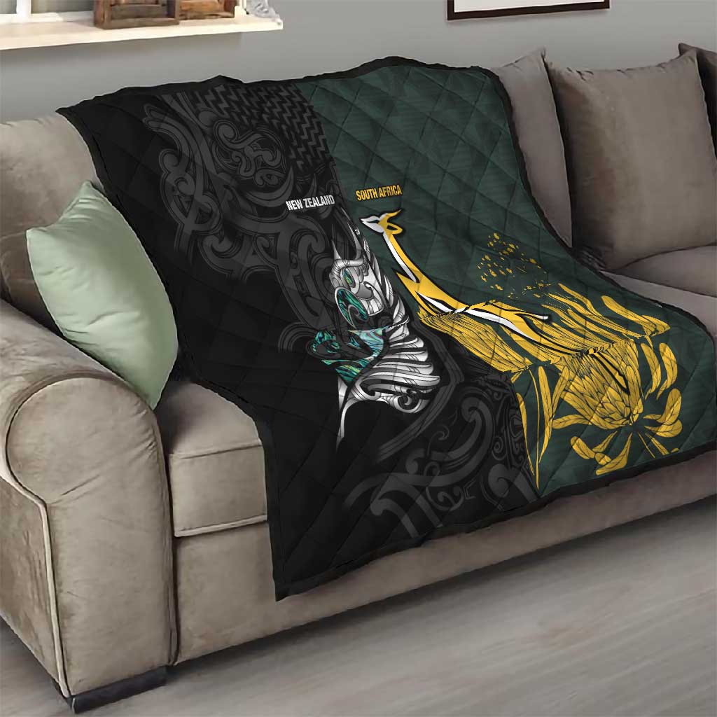New Zealand vs South Africa Rugby Quilt Maori - African Pattern LT15