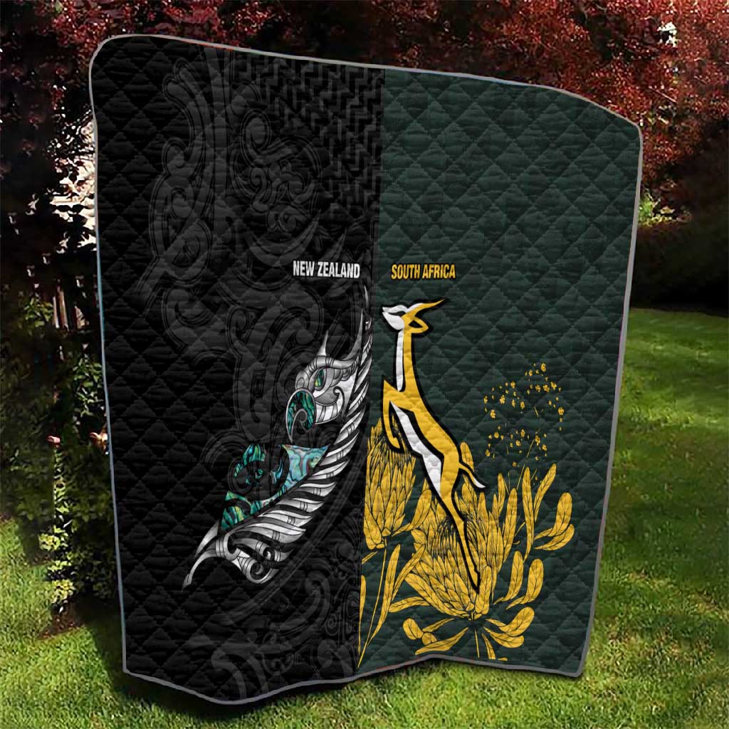 New Zealand vs South Africa Rugby Quilt Maori - African Pattern LT15