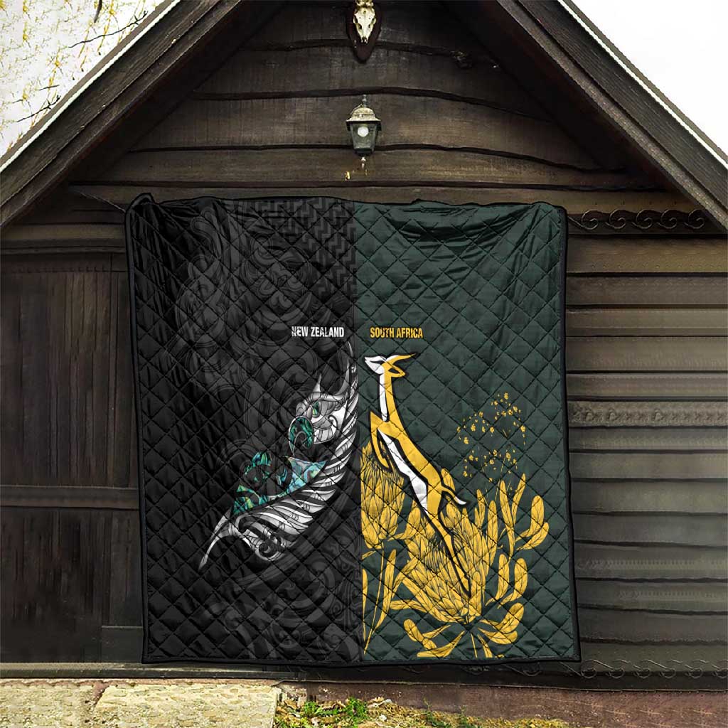 New Zealand vs South Africa Rugby Quilt Maori - African Pattern LT15