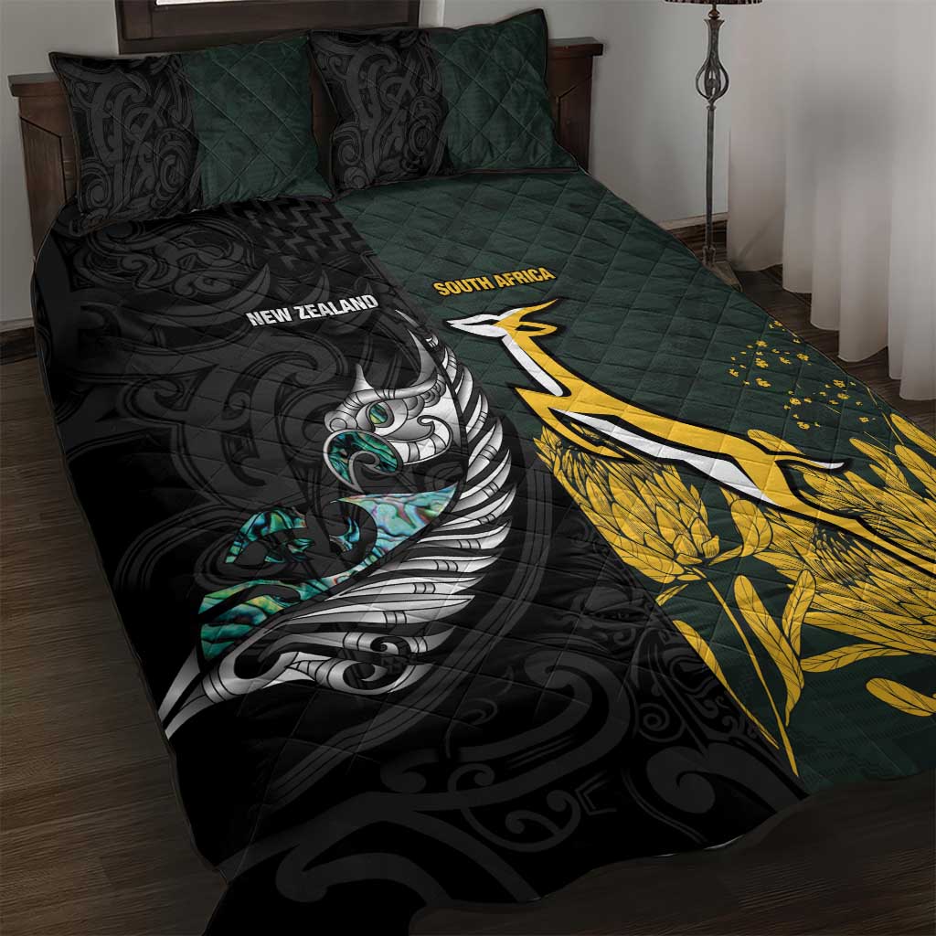 New Zealand vs South Africa Rugby Quilt Bed Set Maori - African Pattern LT15