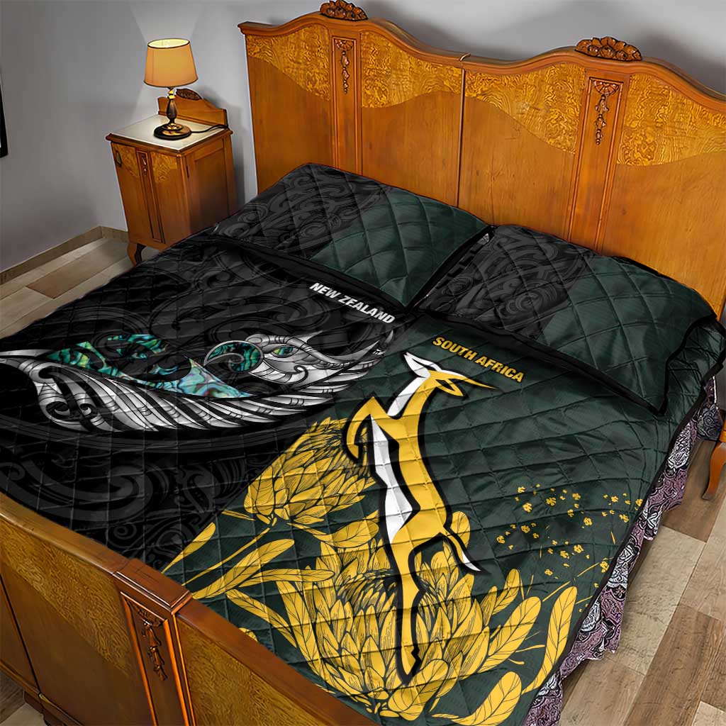 New Zealand vs South Africa Rugby Quilt Bed Set Maori - African Pattern LT15